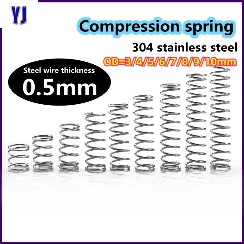 Malaysia 304 Stainless Steel Compression Springs, Steel Wire Thickness 0.5mm, OD from 3mm - 10mm (WDY-XDT-MY)