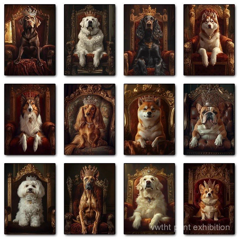 37KF Cream Retriever Dachshund Royal Labrador Royal Portrait Dog Poster Print Wall Art Pictures Canvas Painting Room Home Decor Gift