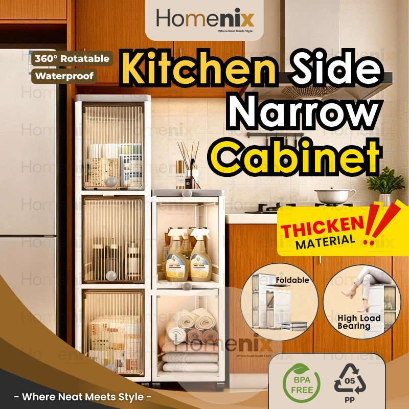 [Homenix] Narrow Storage Cabinet Slim Plastic Drawer Gap Organizer Multi-Layer L20CM 3L/4L收納櫃