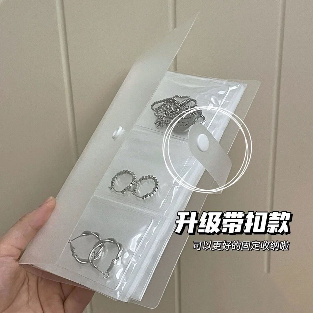 Buku penyimpanan barang kemas popular untuk anting-anting, kotak barang kemas gelang, mudah dibawa semasa perjalanan, boleh dibuka-tutup, kalis habuk dan anti-oksidasi, kotak penyimpanan M6PJ.