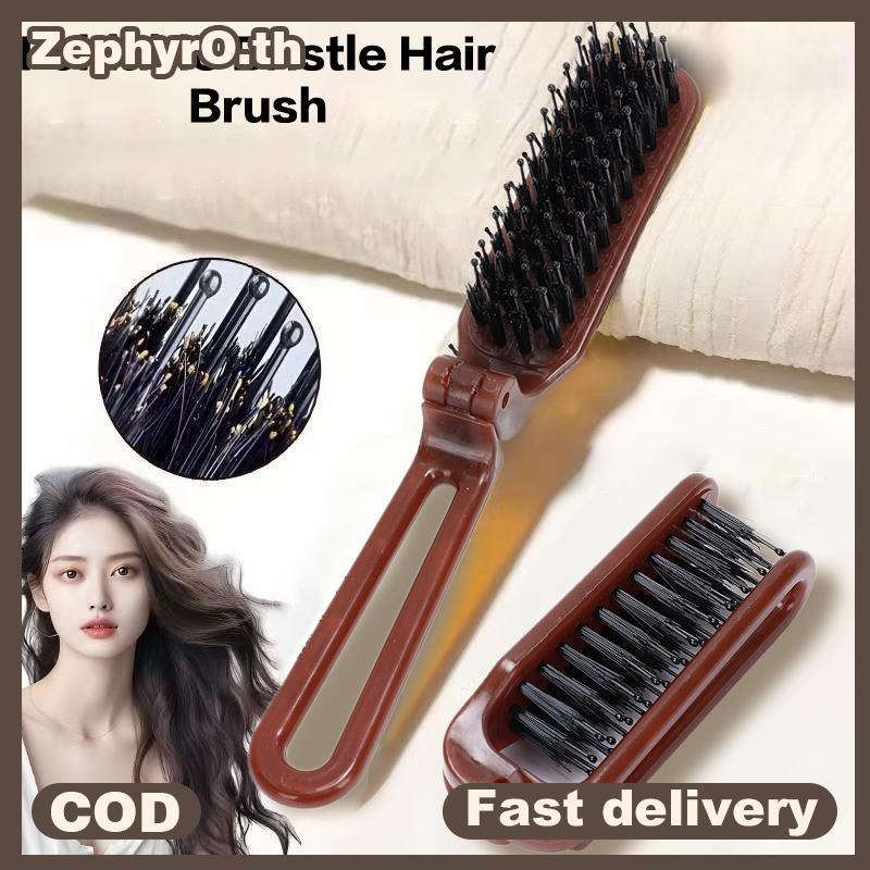 null Foldable Hair Comb Portable Boar Bristle Hair Brush Head Massage Brushes Scalp Massager Travel Combs For Straight Curly Hair null