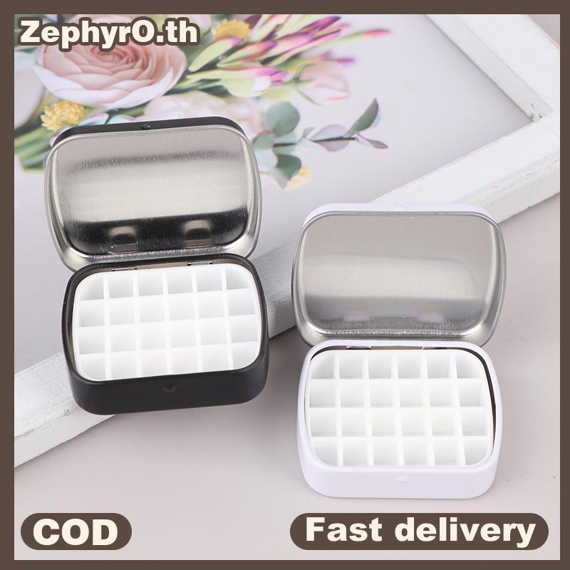 null Portable Empty Watercolor Tin Box 12/24 Grids Mini Watercolor Paint Palette Travel Painting Paint Tray Art Supplies null