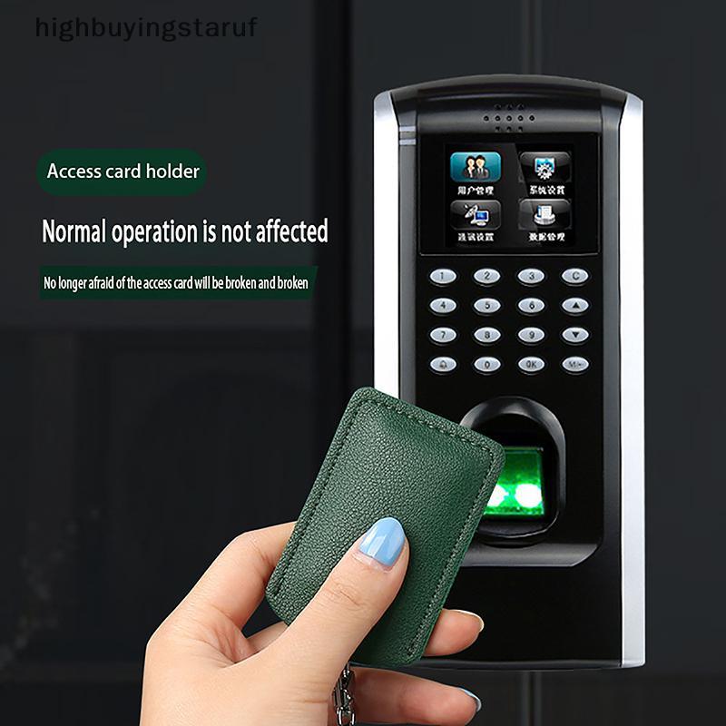 null 1Pc Access Card Case Leather Card Holder Keychain Key Ring Door Lo Access Tags ID Card Case Keychain Access Card Bag null
