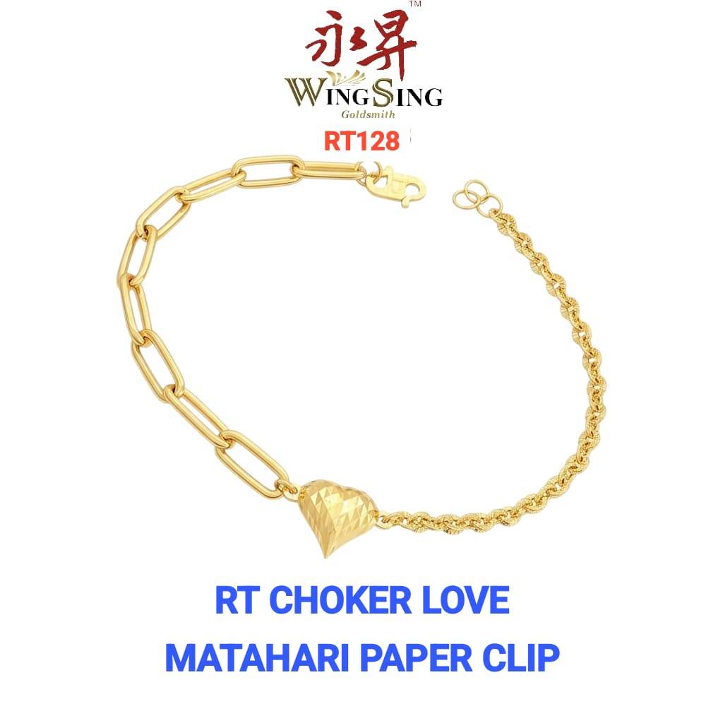 Wing Sing 916 Rantai Tangan Matahari Paperclip Clip Choker Love Fesyen Emas 916 /太阳花回形针吊心款式手链 / 916 Gold  Bracelet