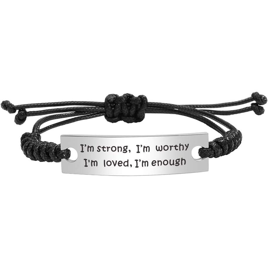 Hadiah ABNTY Faith untuk Wanita, Gelang "Saya Sudah Cukup", "Saya Kuat, Saya Berhak, Saya Dihormati, Saya Dicintai", Hadiah Inspirasi yang Kuat