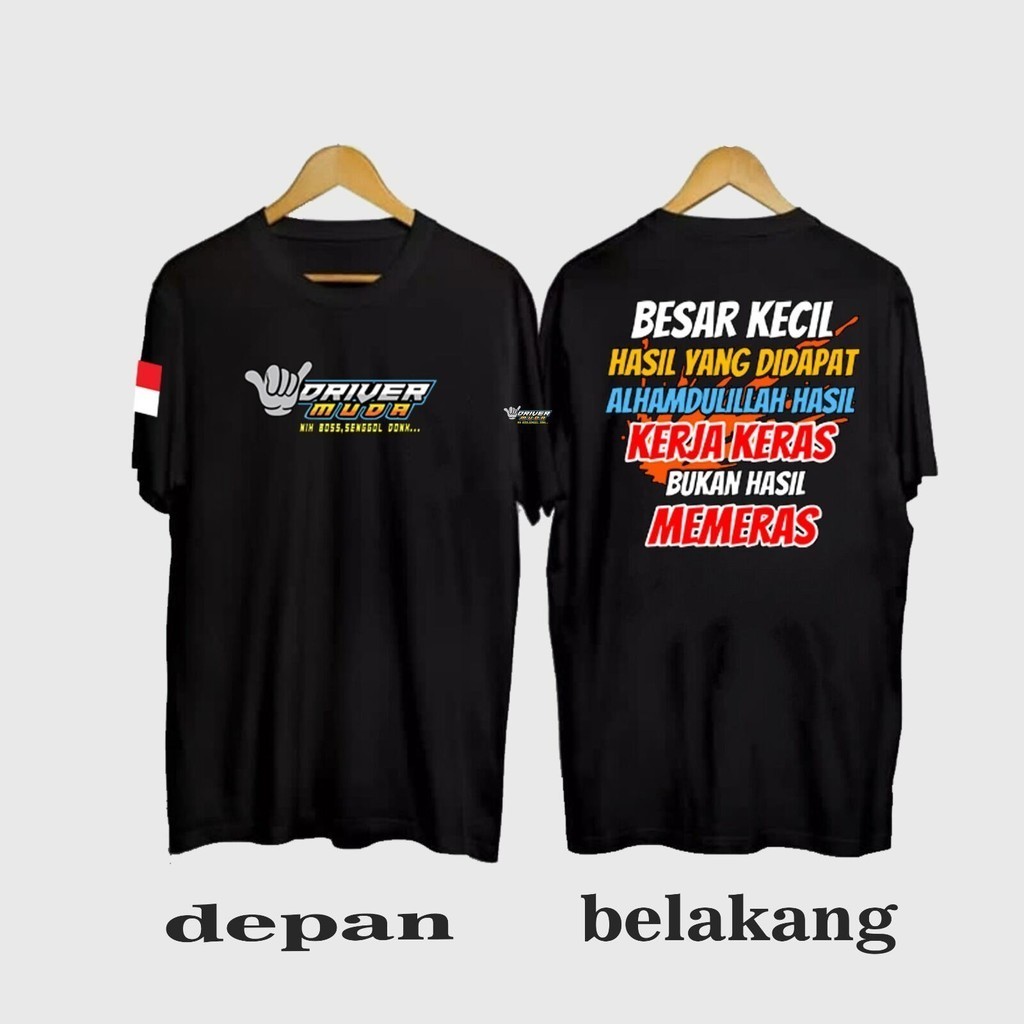 KAOS KATA DRIVER MUDA HASIL KERJA KERAS ATASAN PRIA KATA-KATA Summer Fashion Graphic T-shirt