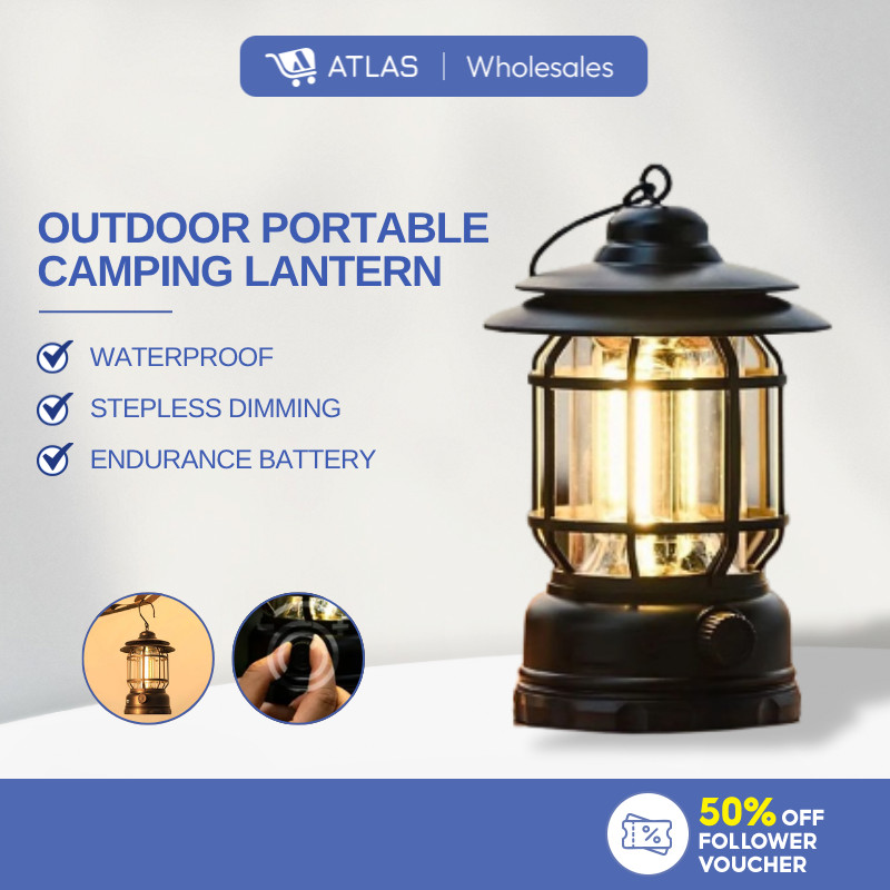 ATLAS Camping LED Vintage Lantern Light Retro Design Warm white High Hanging Lamp Brightness USB/Battery/Solar Charge露营灯