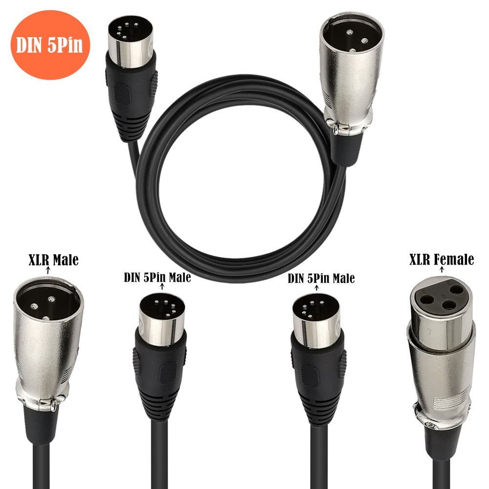 MIDI to XLR Adapter Cable DIN 5 Pin to XLR 3 Pin Audio Connection Cable