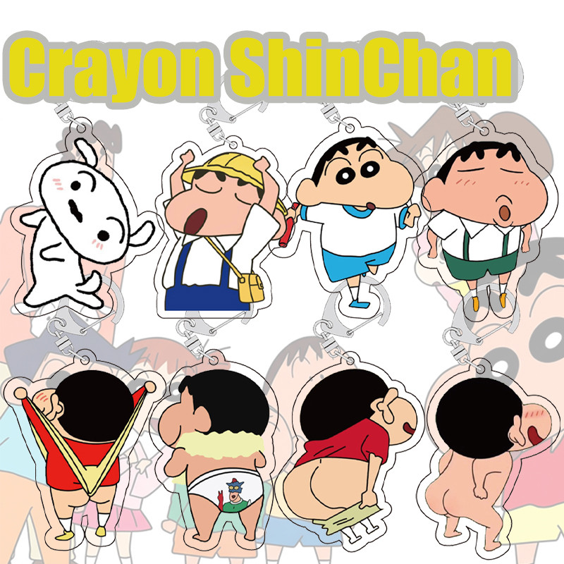 Nohara Shinnosuke Cartoon Acrylic Funny Keychain Collection Portable Souvenir Toys Gift Key Chai