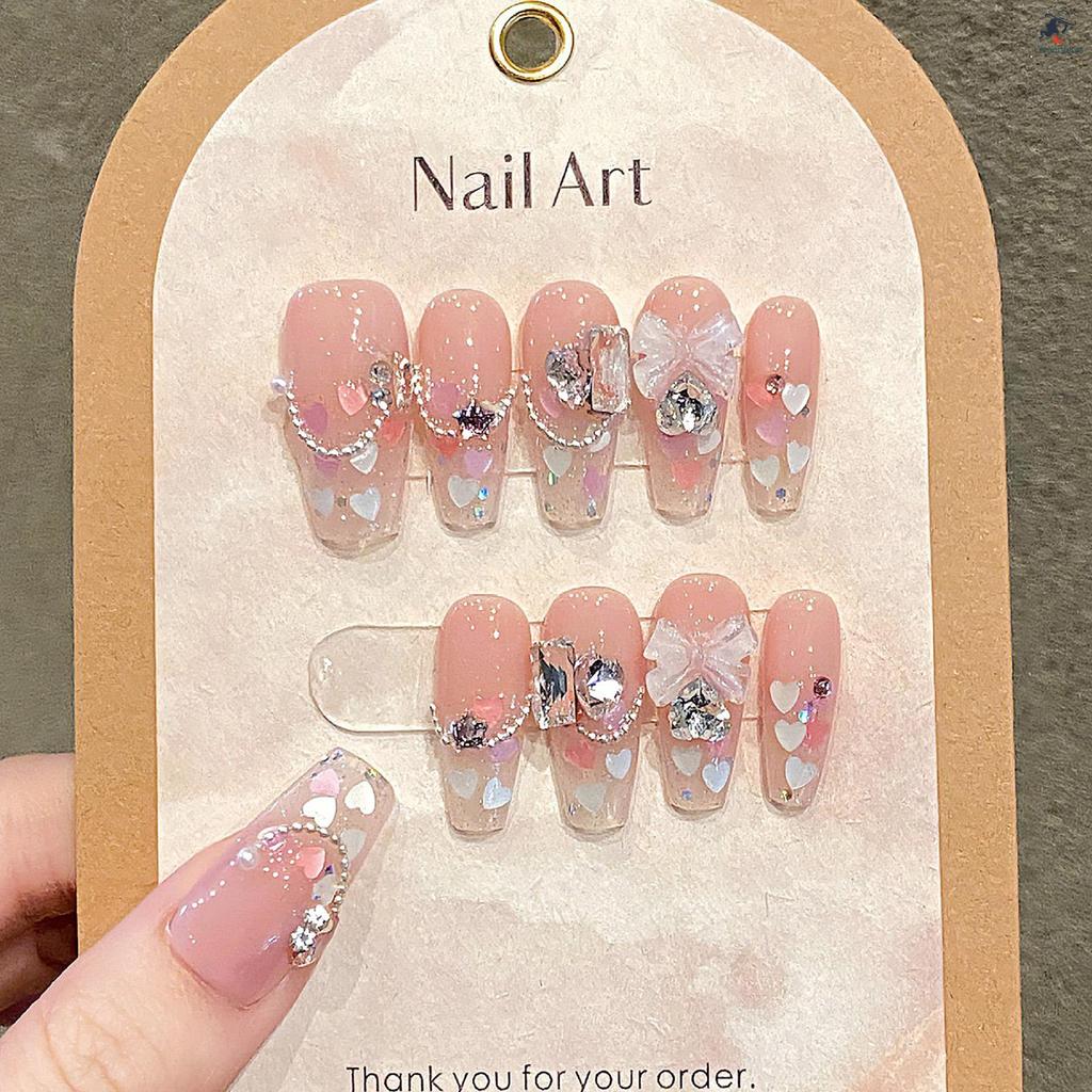 Wearable Nails Butterfly Sweetheart Design Translucent Cat Eyes Blush Manicure Kit For Girls