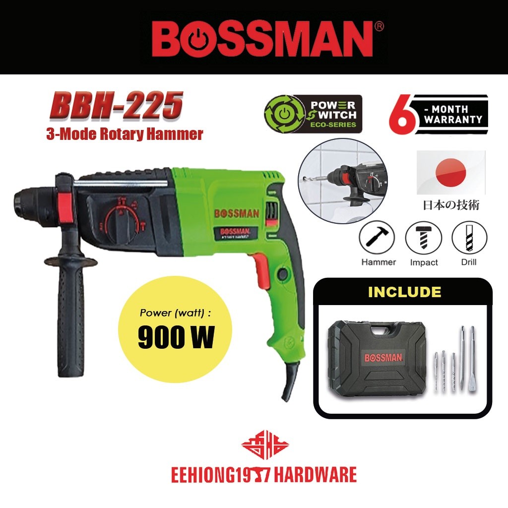 BOSSMAN BBH225 BGBH-226 Rotary Hammer Drill 900w BBH-225 BGBH-226 Gerudi Tukul Berputar