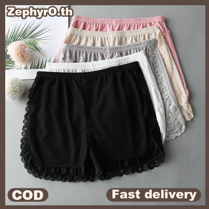 null 1PCS Women Spring Summer Same Color Side Lace Safety Shorts Pants Sweet Loose Elastic Home Sleep Shorts Nightwear Bottom Thin Pajamas null