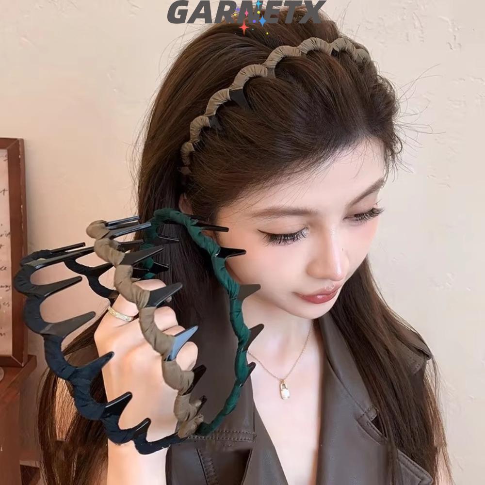 GARNETX Hair Hoops, Leopard Pattern Wave Comb Sports Headbands, Fashion Solid Color Non-Slip U Shape Hair Accessories for Women