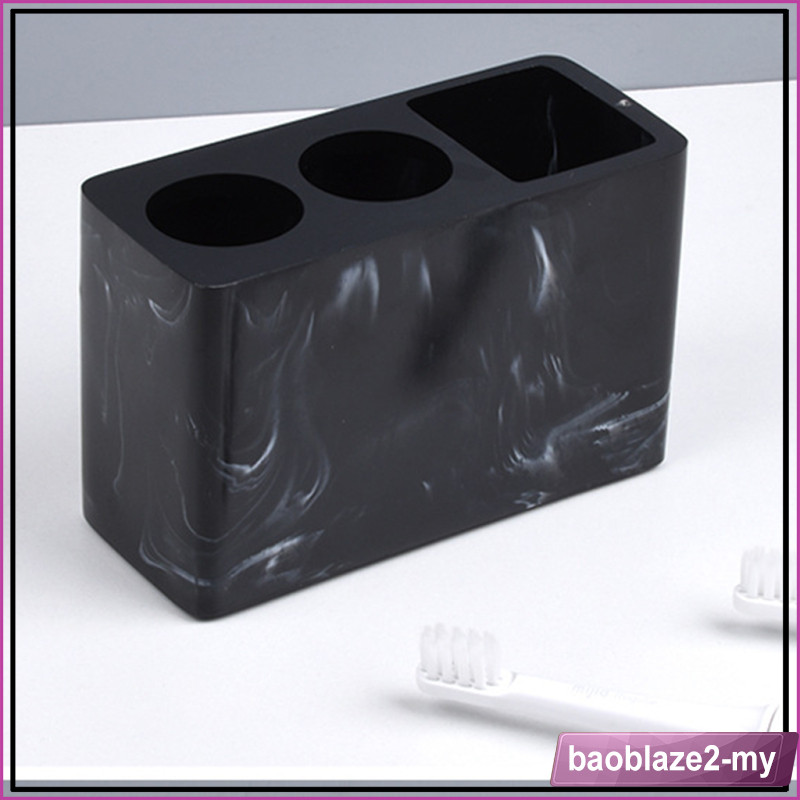 [baoblaze2] Desktop Toothbrush Holder 3 Slots Organizer Resin Organization Storage black