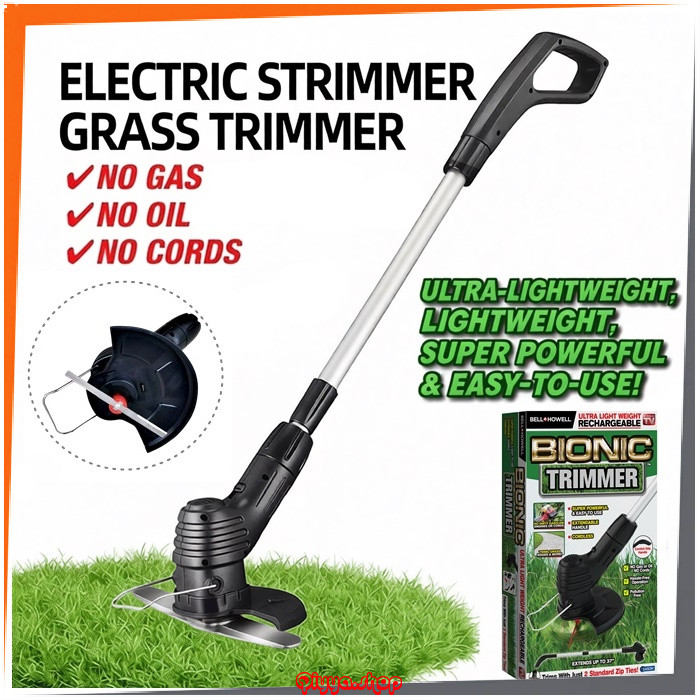 Mesin Potong Rumput Wireless Rechargeable | Electric Grass Trimmer Portable Lawn Cutter Tanpa Wayar