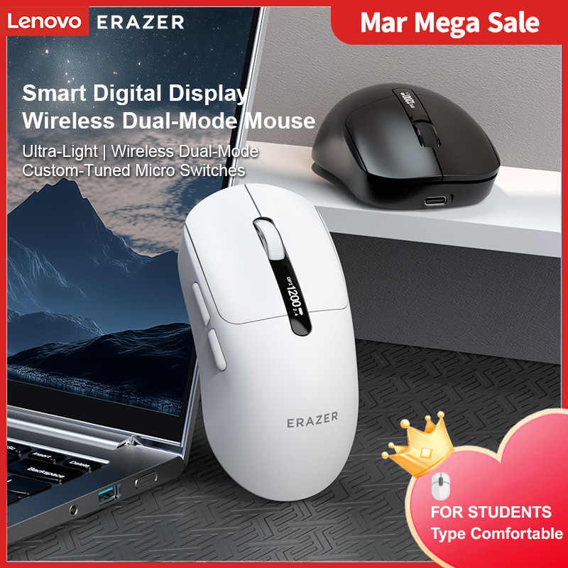 Student Essential Lenovo Erazer Wireless Bluetooth Mouse - Quiet Dual-Mode Office Mouse for Laptop/PC/Tablet New 2025