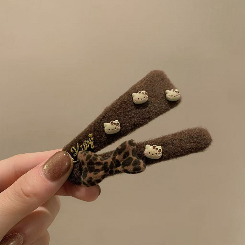 MAUROPOLI One Pair Set~Design Feeling Autumn Winter Cute Cartoon Cat Hair Clip Female Side Bangs Clip Forehead Broken Hair BB Clip
