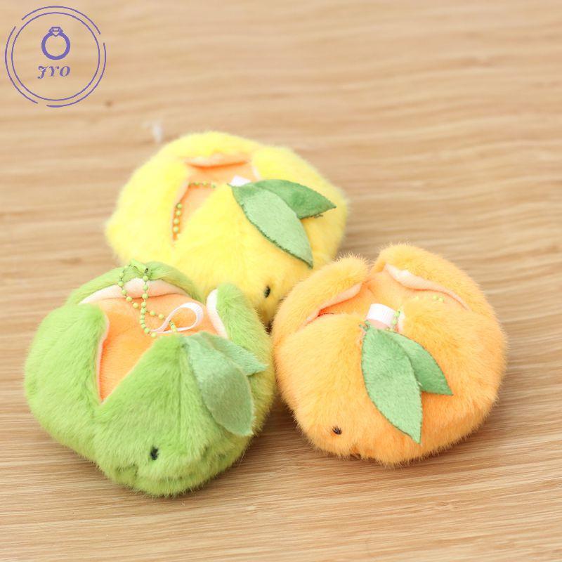 [JYO] Funny Cute Peelable Orange Plush Keychain Cartoon Simulated Orange Bapa Decorative Pendant Car Key Chain Friend Gifts VN