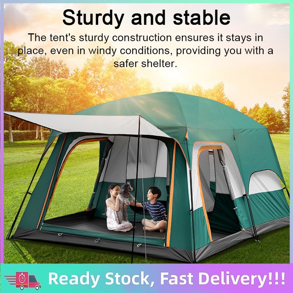 ⭐IN Stock⭐Camping Khemah 8-12 Person Large Camping Tent Khemah Unta Waterproof Family Tent Outdoor tent