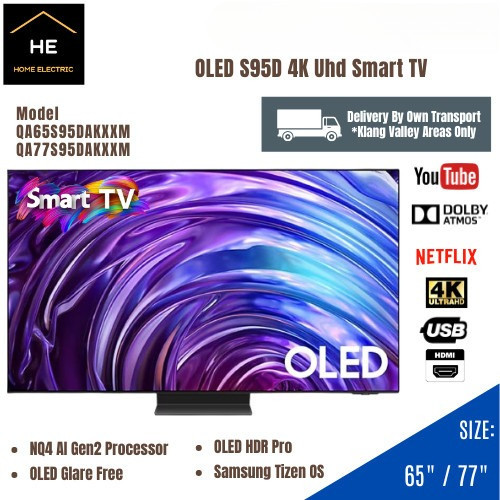 SAMSUNG 65" 77" Inch OLED HDR S95D 4K Uhd Smart TV (2024) 电视机 Television Televisyen QA65S95DAKXXM | QA77S95DAKXXM