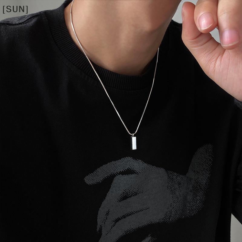 [SUN] Creative Men Nelace Cool Geometric Nelace Titanium Clavicle Chain Boyfriend Gift Silver Color Bris Punk Couple Nelace null