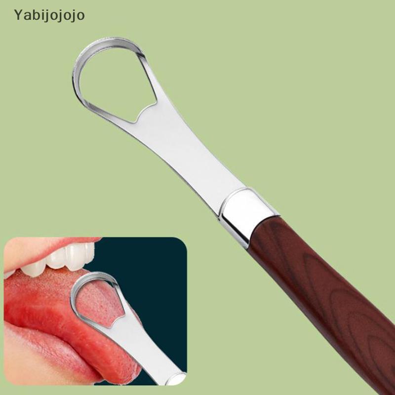 Yabijojojo Stainless Steel Wood Grain Tongue Scraper Tongue Coating Cleaner Tongue Coating Brush Oral Tongue Cleaner Tool Fresh Breath NEW