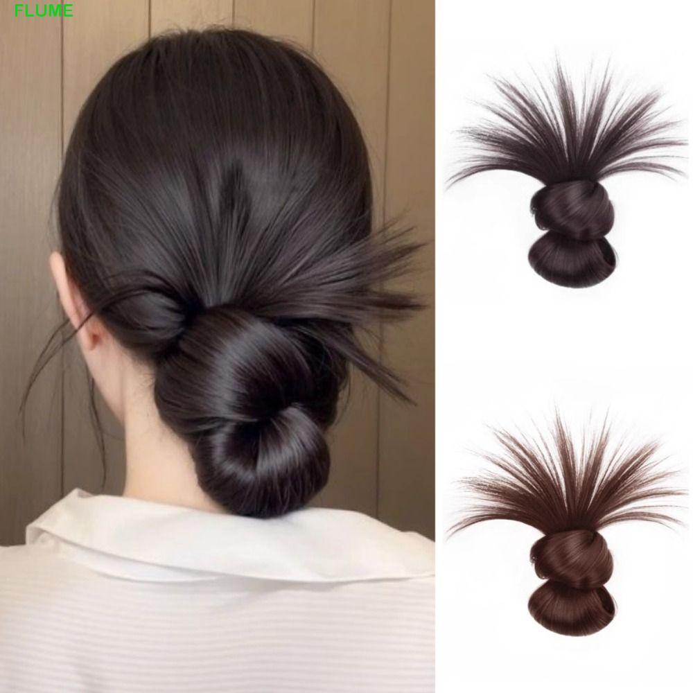 FLUME Flower Bun Head Wig, Claw Clip Hair Extensions Messy Curly Chignon, Fashion Synthetic Hair Natural Hair Band False Hair Pieces Women