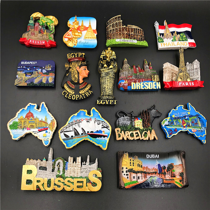 Hungary Thailand Poland Egypt Italy Italy Australia De Spain Billy Resin Refrigerator Magnet 26.3.20