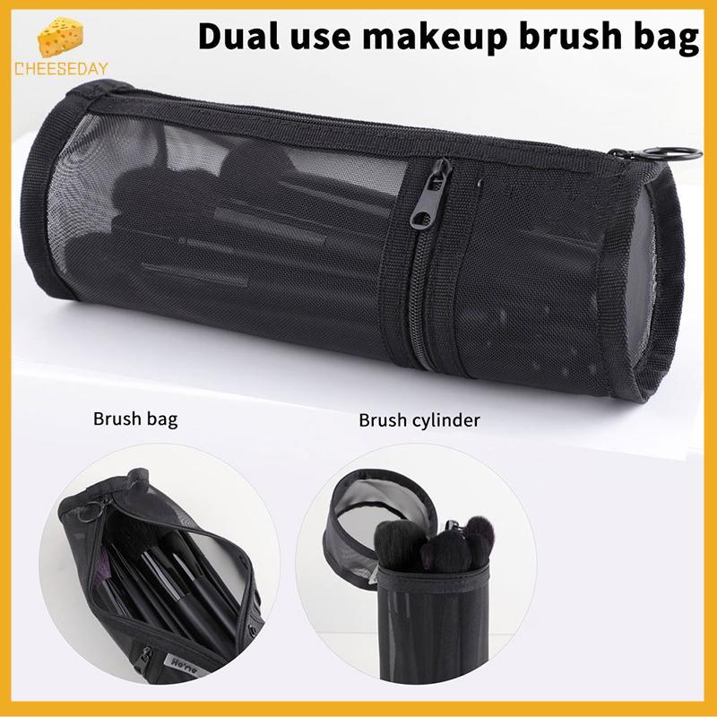 [Chday-t] Mesh Dual-use Makeup Brush Storage Bag Portable Brush Case Simple Large Capacity Brush Buet Holder Travel Stand-up Pouch