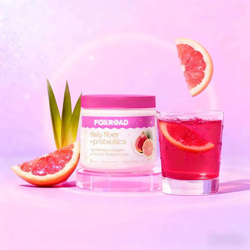FOXROAD|DailyFiberwithProbiotics,Collagen,andMoringa|GutHealth|TropicalFlavors