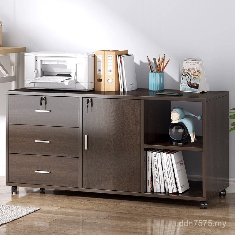 Lock Cabinet Printer Drawer Cabinet with File Cabinet Office Side Office Cabinet Cabinet Object Low Cabinet Wooden Storage Under Desk Cabinet