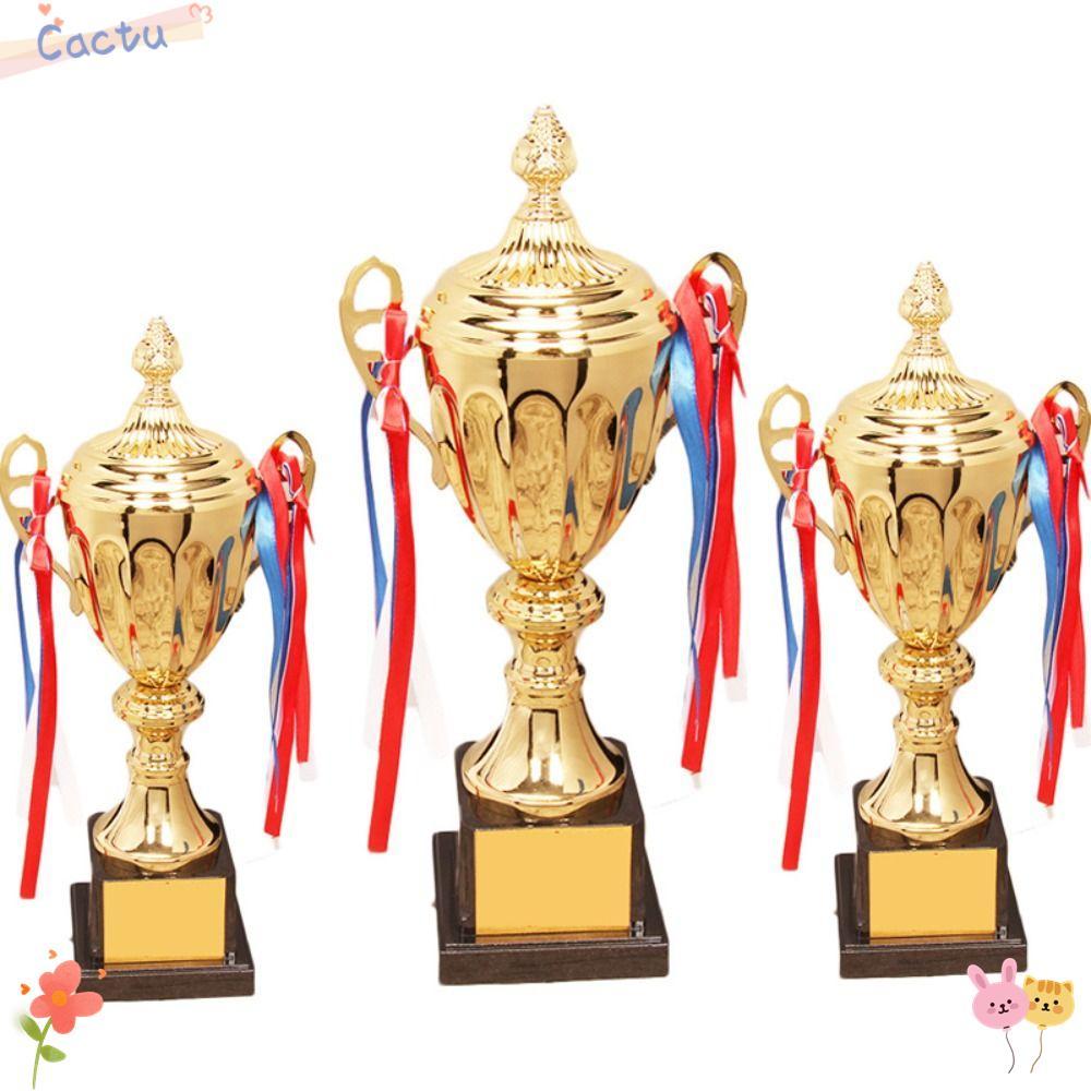 CACTU Gold Trophy Awards, Metal Model with Lid Small  Cup,  Champion School Rewarding Supply Competition Soccer Winner Award Trophy Toy Children Award