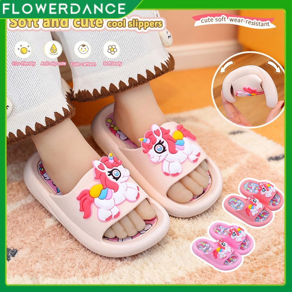 Kids Slippers Paternity Indoor Home Shoes Girls Non-slip Shower Sandals flower