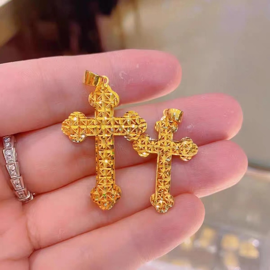 WWomen man 916 Gold Cross Pendant Series Loket Cross Emas 916