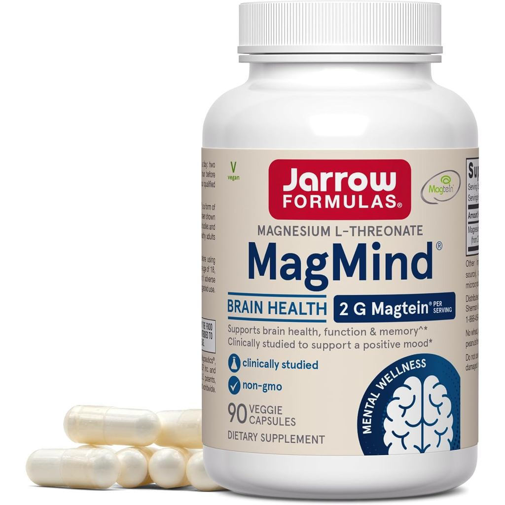 Formula Jarrow MagMind - 90 Kapsul - Termasuk Magnesium L-Threonate (Magtein) - Menyokong Kesihatan & Fungsi Otak - 30 Hidangan