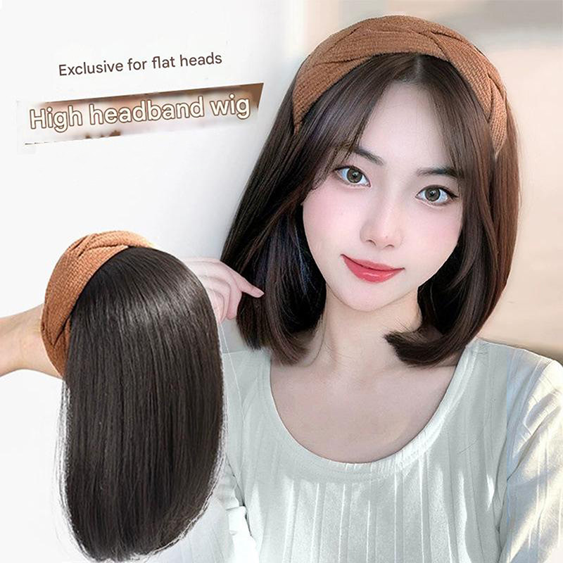 Women'S Half-Up Synthetic Wig Lightweight Straight Synthetic Hair Headband Wig Integrated Hairpiece Hair Costume For Women Imitation Human Hair Party Cosplay Wig For Girl