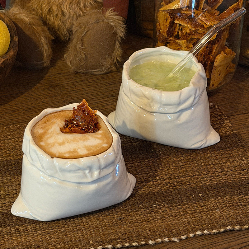 450ml Cawan Kopi | Unique bag-shaped ceramic coffee cup | Ins style bubble tea cups | Fruit cups | Creative water cups | Storage jar