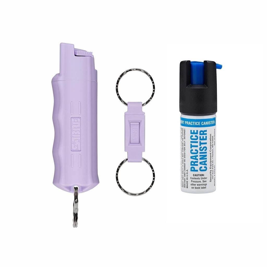 Sabre Pepper Spray - Quick Release Keychain for Easy Carry & Fast Access, Max Police Strength Self Defense OC Spray with UV Dye, 10 Sec. Spray Time, Finger Grip - Faster Aim,0.54 f