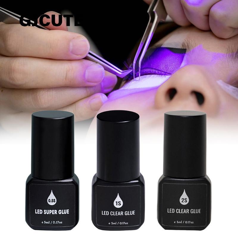 GJCUTE 5ml UV GLUE Adhesive For Eyelash Extensions Fast Drying Strong False Eye Lash Extension Glue Long Lasting UV Eyelash Glue Eyelash Extension Tools WTD