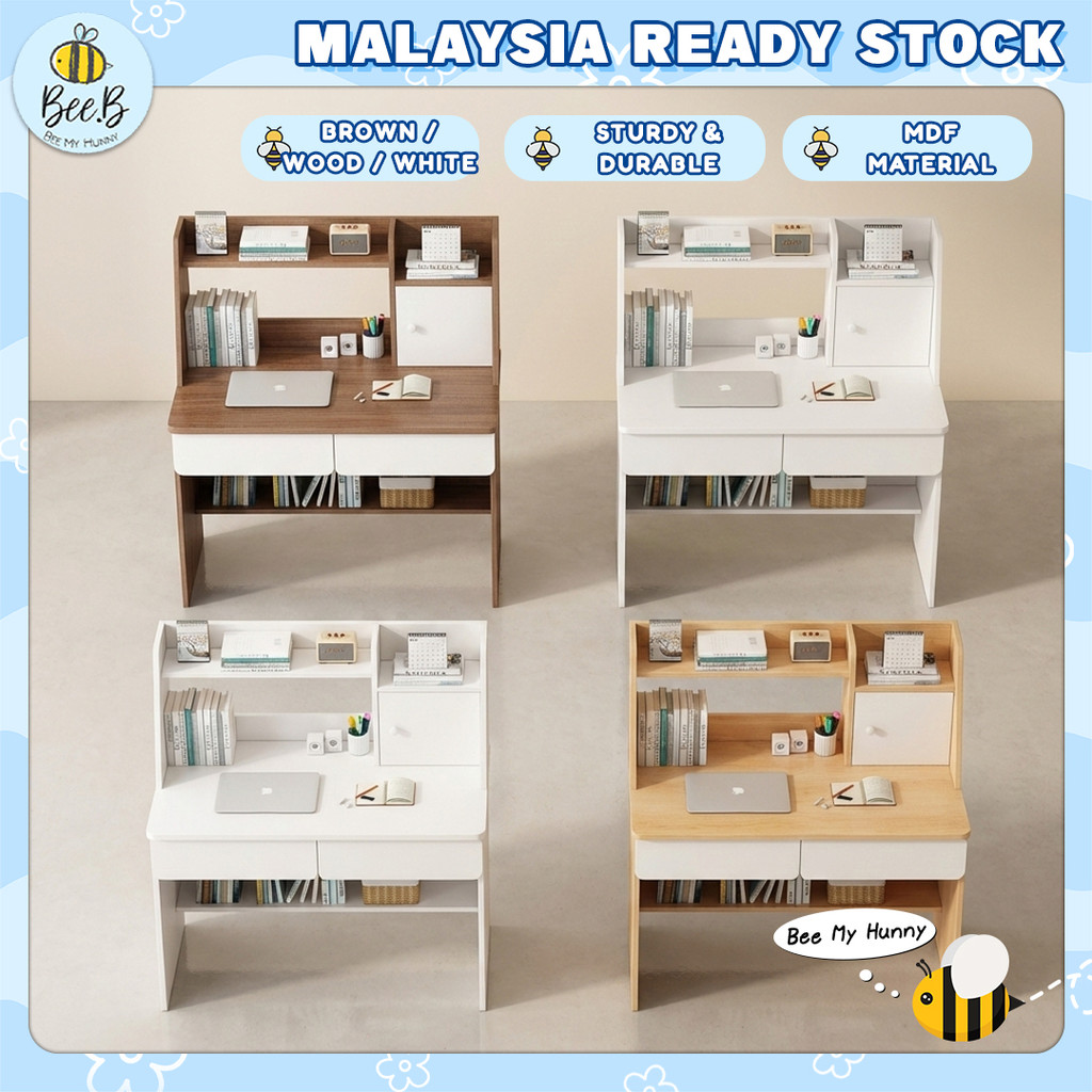 Meja Belajar Modern Minimalist Student Study Desk with Integrated Bookshelf  Children Computer Desk Writing Table BTP