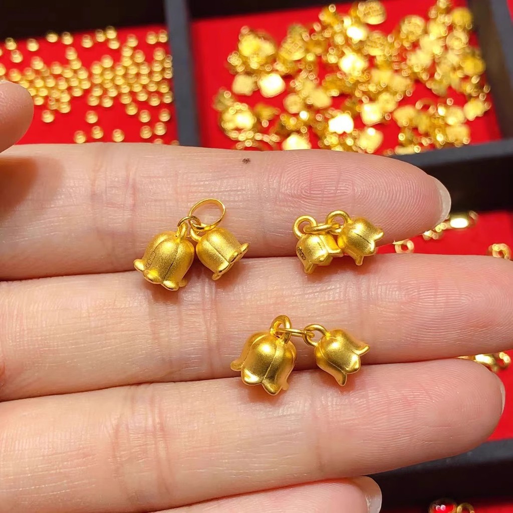 916 gold Parallel Lily of the Valley Pendant /916 gold Flower Pendant gold 916