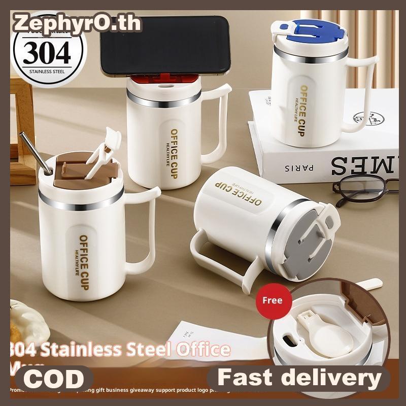 null 304 Stainless Steel Coffee Mug With Spoon Double Wall Thermal Stainless Steel Cold Water Drinks Tumbler Tea Milk Cup null