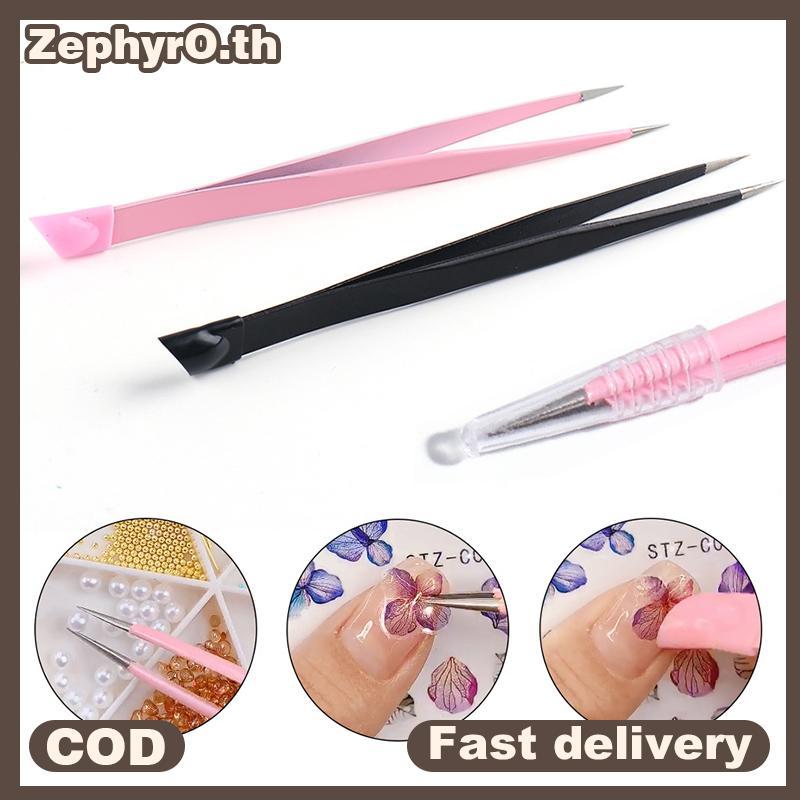null Double Ended Silicone Nail Art Tweezers With Pressing Head Nail Stiers Rhinestones Pi Up Clip Eyelash Extension Makeup Tools null