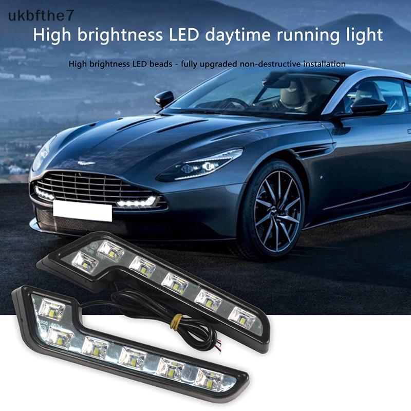 null 1PCS Daytime Running 12V 6 LED Lights L Shaped Driving Lamp Daytime Running Fog Light Waterproof Car LED Lamp Replacement null