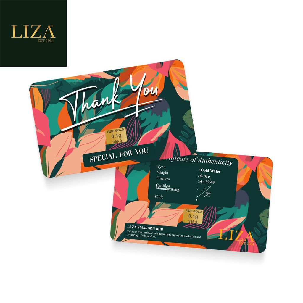 LIZA 0.10g 999.9 Gold Bar (Thank You Gift)