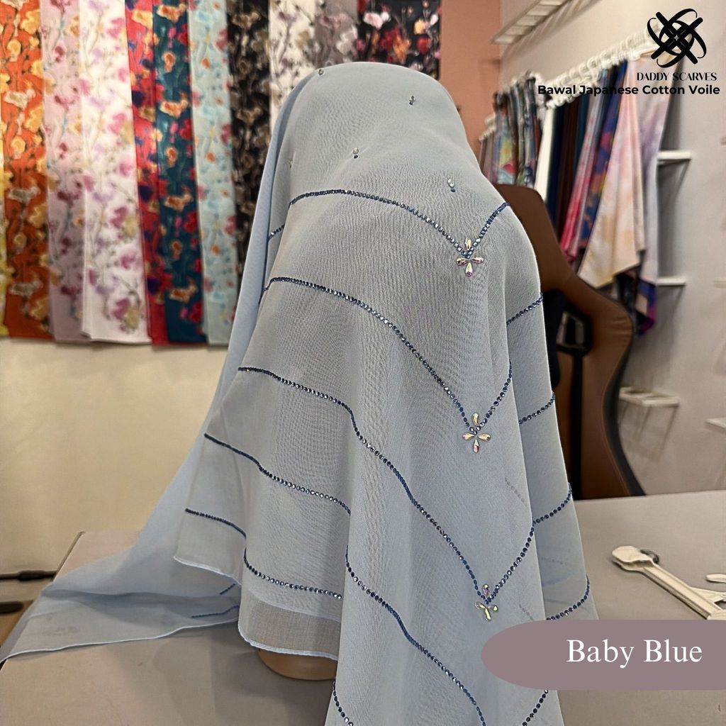 WANIE & HASRITA Bawal Plain Cotton Diamond by Daddy Scarves