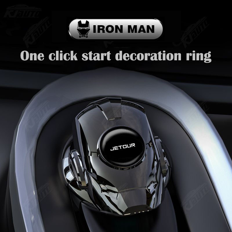 Jetour Iron Man Appearance Engine Start Stop Button Cover Ignition Start Switch Button Protective Cover Car One Key Start Button Accessories for T1 T2 DASHING X70 X70 Plus X90