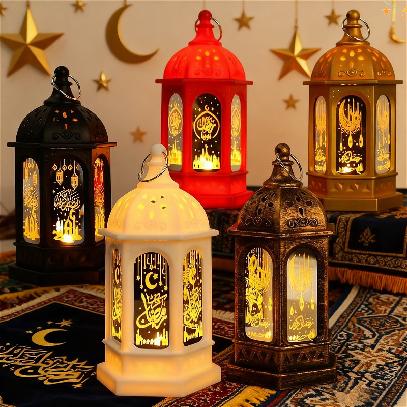 Eid Ramadan Candle Lamp Hari Raya Lampu LED Retro Night Light Ramadan Decoration Mubarak Islamic Party Decor Raya Gift