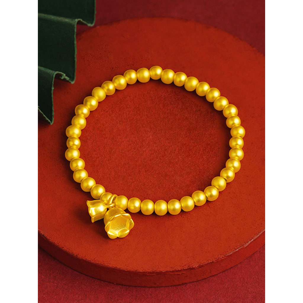 gelang tembaga original tidak pudar gelang titanium Vietnam Sand Gold New Product Lily of the Valley Flower Bracelet Women's Earrings Ingenious Exquisite Jewelry Fashion All-Match Jewelry