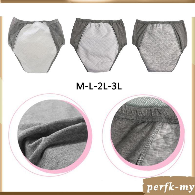 [PerfkMY] Cotton Reusable Washable Incontinence Briefs Pants Super Absorbency Leak Control